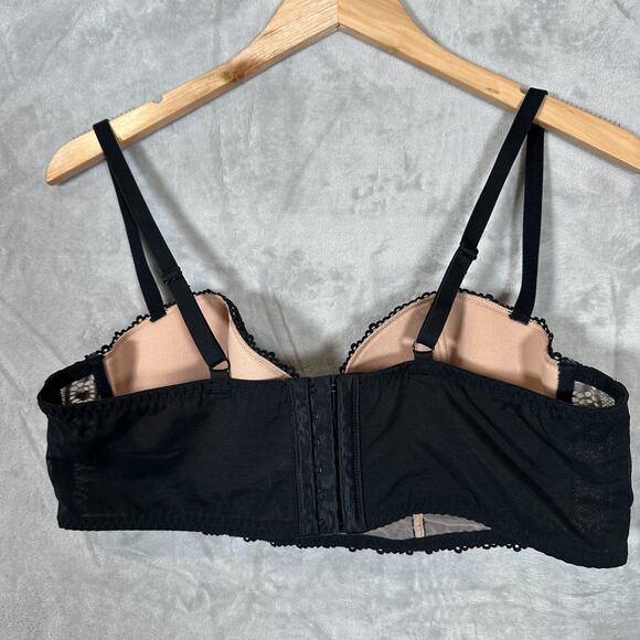Adore Me Bra 38C Black Beige Nymphadora Contour Balconette Underwire - Picture 3 of 9